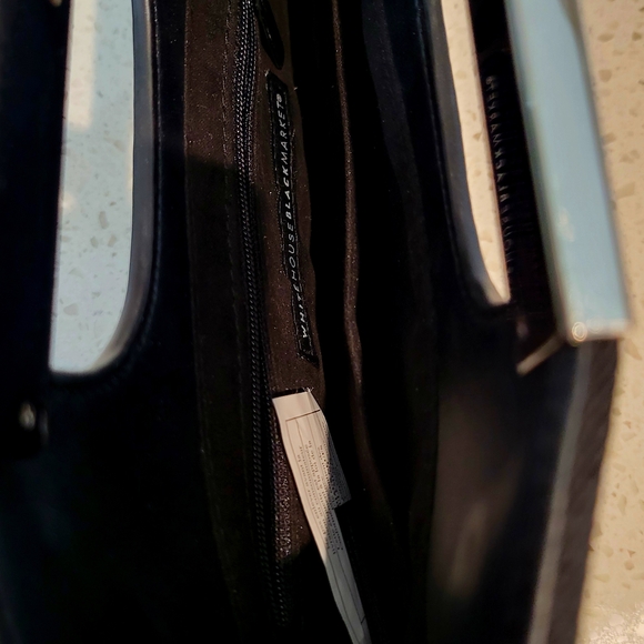 White House Black Market Black Polka Dot Clutch with Silver Handle – Elegant Eve - Picture 3 of 5